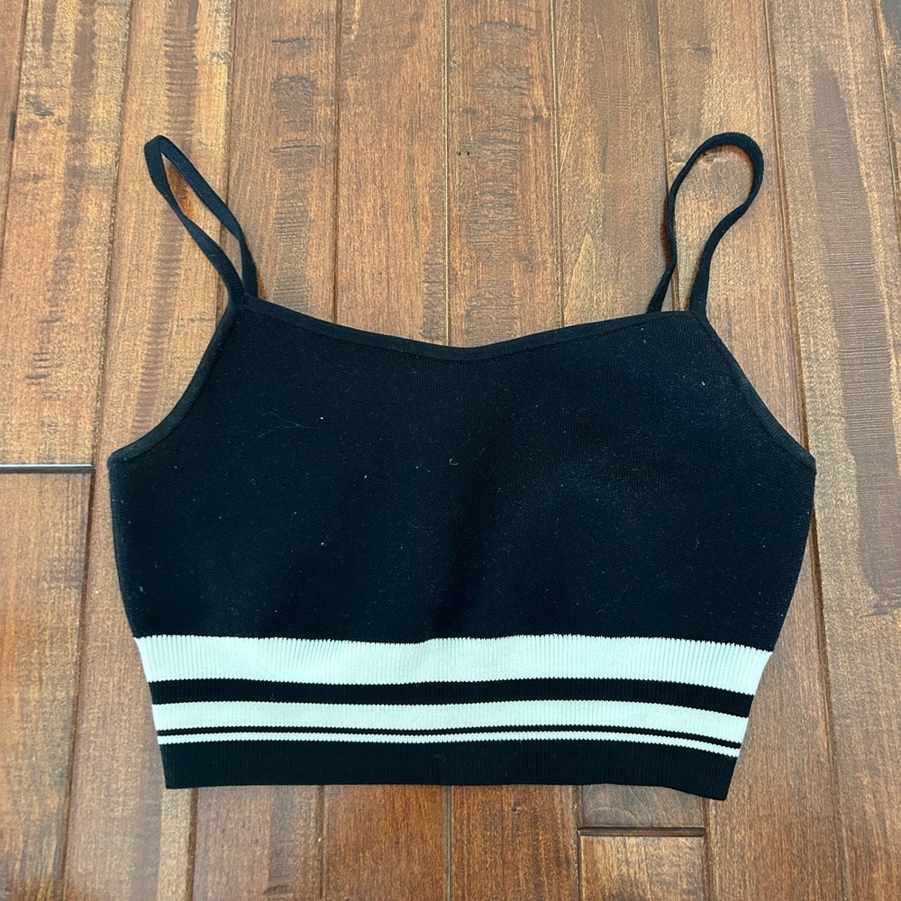 Babaton (aritzia) gently worn black and white thick material crop cami
